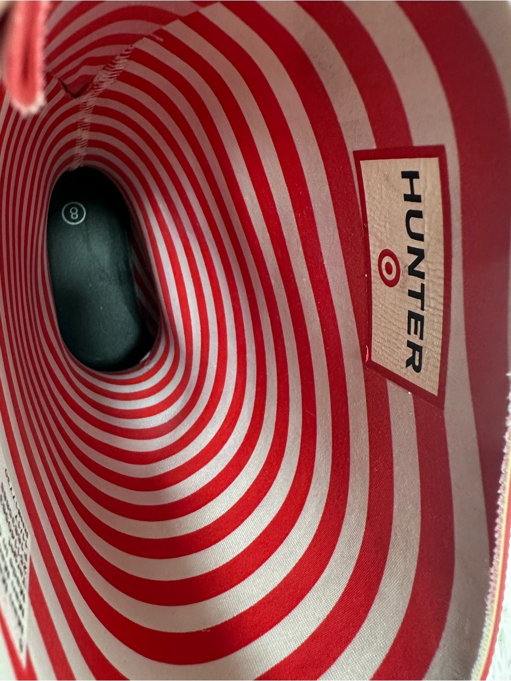 Hunter for Target Red Floral Tall Rain Boots Women’s Size 8 Striped Lining - Picture 12 of 14